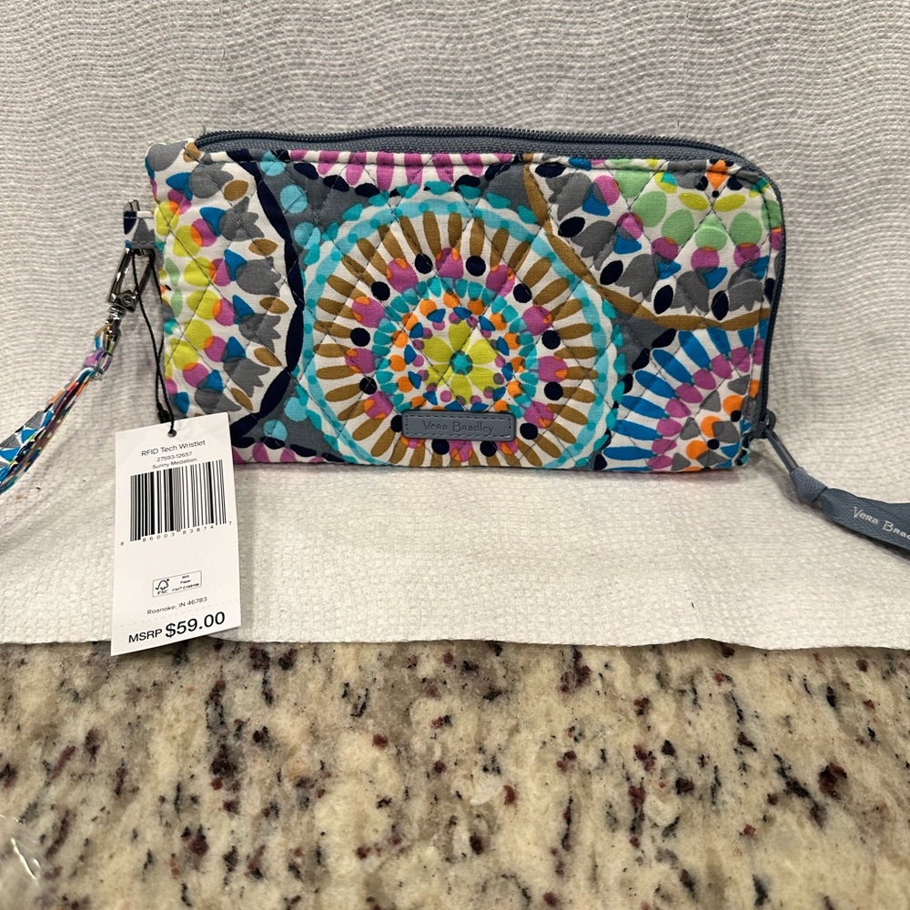 Vera Bradley RFID Tech Wristlet in Sunny Medallion.